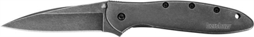 Picture of Kershaw Leek 3" Folding Drop Point Plain Black DLC 14C28N Steel Blade Blackwash 410 Stainless Steel Handle Includes Pocket Clip 1660BLKW