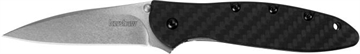 Picture of Kershaw Leek 3" Folding Drop Point Plain Stonewashed CPM 154 SS Blade Black Carbon Fiber Handle Includes Pocket Clip 1660CF