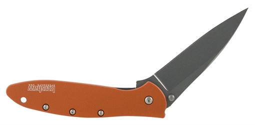 Picture of Kershaw Leek 3" Folding Drop Point Plain Bead Blasted 14C28N Steel Blade Orange Anodized Aluminum Handle Includes Pocket Clip 1660OR