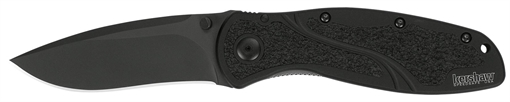 Picture of Kershaw Blur 3.40" Folding Drop Point w/Recurve Plain Black DLC 14C28N Steel Blade Black Anodized Aluminum Handle Includes Pocket Clip 1670BLK