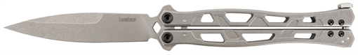 Picture of Kershaw Moonsault 4.60" Butterfly Spear Point Plain 14C28N Steel Blade, Stainless Steel Handle 5050
