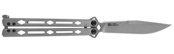 Picture of Kershaw Lucha 4.60" Butterfly Drop Point Plain Stonewashed 14C28N Steel Blade Bead Blasted Stainless Steel Handle 5150