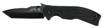 Picture of Kershaw Emerson CQC, 3.5" Folding Knife, Tanto Point, Plain Edge, Black G10 Frame, 8CR13MOV/Black Oxide Coating Finish, Wave/Dual Thumb Disc/Pocket Clip 6044TBLK