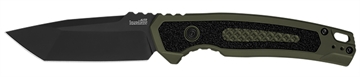 Picture of Kershaw Launch 16 Automatic 3.45" Folding Tanto Plain Black Cerakote CPM M4 Blade, Olive Cerakote w/Black Oxide Hardware Aluminum Handle, Includes Pocket Clip 71050LBLK