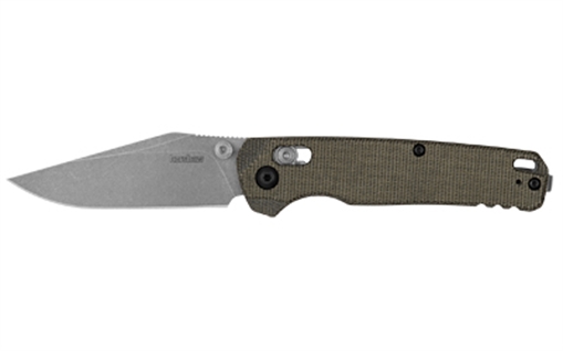 Picture of Kershaw Bel Air, Folding Knife, 3.05" Clip Point, Plain Edge, CPM MagnaCut Blade Steel, 7.25" Overall Length, DuraLock, Stonewashed Finish, Silver, Olive Micarta Handle 6106