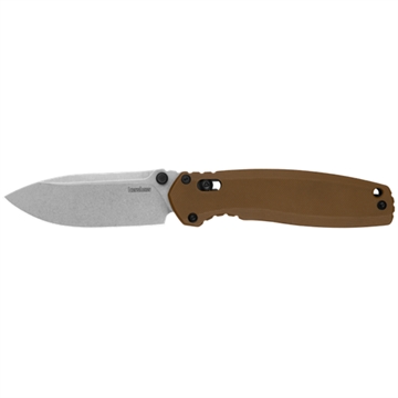 Picture of Kershaw Broadside, Folding Knife, 3.5" Spear Point Blade, D2 Blade Steel, 8.35" Overall Length, DuraLock, Stone Washed Finish, Silver Blade, FDE G-10 Handle 2052