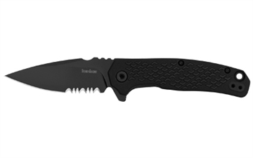 Picture of Kershaw Conduit, Folding Knife, Assisted Opening, 2.9" Spear Point, Combination Serrated/Plain Edge, 8Cr13MoV Blade Steel, 6.8" Overall Length, Liner Lock, Black Oxide Finish, Black Glass Filled Nylon Handle 1407ST