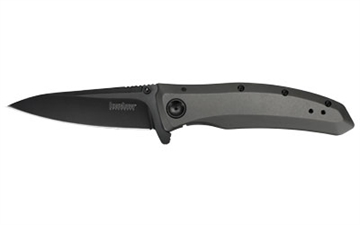 Picture of Kershaw GRID, Folding Knife, 4Cr14, black-oxide, Plain, Drop Point, SpeedSafe, Flipper, Frame Lock, Reversible Carry, 3.7", Steel, Titanium Carbo-Nitride, Box 2200