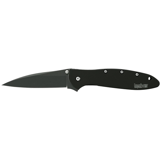 Picture of Kershaw Leek 3" Folding Modified Drop Point Plain Black DLC 14C28N Steel Blade Black DLC 410 Stainless Steel Handle Includes Pocket Clip 1660CKT