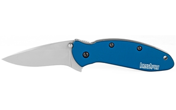 Picture of Kershaw Scallion 2.40" Folding Drop Point Plain Bead Blasted 420HC SS Blade Navy Blue Anodized Aluminum Handle Includes Pocket Clip 1620NB