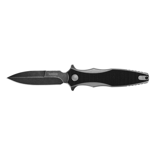 Picture of Kershaw Decimus 3.25" Folding Spear Point Plain Blackwash 8Cr13MoV SS Blade Black/Stonewashed Nylon/SS Handle Includes Pocket Clip 1559