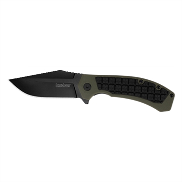 Picture of Kershaw Faultline 3" Folding Drop Point Plain Black Oxide 8Cr13MoV SS Blade Black/OD Green Glass-Filled Nylon Handle Includes Pocket Clip 8760