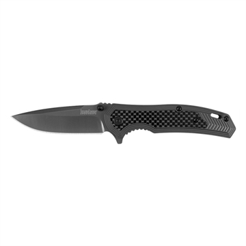 Picture of Kershaw Fringe 3" Folding Drop Point Plain Gray TiN 8Cr13MoV SS Blade Black/Gray Carbon Fiber/SS Handle Includes Pocket Clip 8310