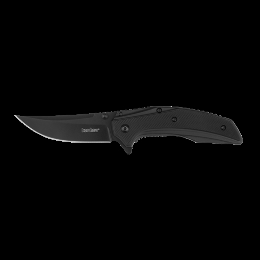 Picture of Kershaw OURIGHT-BLACK, Folding Knife, Plain Edge, Trailing Point, 3" Blade, Black PVD Finish, Sandvix 8Cr13MoV, Black Stainless Steel Handle with G10 Overlay, SpeedSafe, Flipper, Frame Lock, Tip-Down Carry 8320BLK