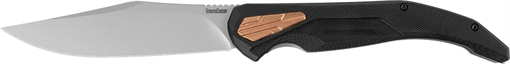 Picture of Kershaw Strata 4" Folding Cleaver Plain Stonewashed D2 Steel Blade, Bead Blasted SS/Black G10 Handle w/Copper Insert 2076