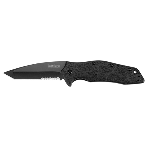 Picture of Kershaw Kuro Folding Knife 3-1/10" Partially Serrated American Tanto Blade Black 1835TBLKST