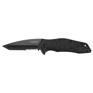 Picture of Kershaw Kuro Folding Knife 3-1/10" Partially Serrated American Tanto Blade Black 1835TBLKST