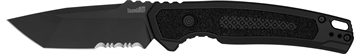 Picture of Kershaw Launch 16 Automatic 3.45" Folding Tanto Part Serrated Plain Black Cerakote CPM M4 Steel Blade, Black Cerakote Aluminum Handle 7105