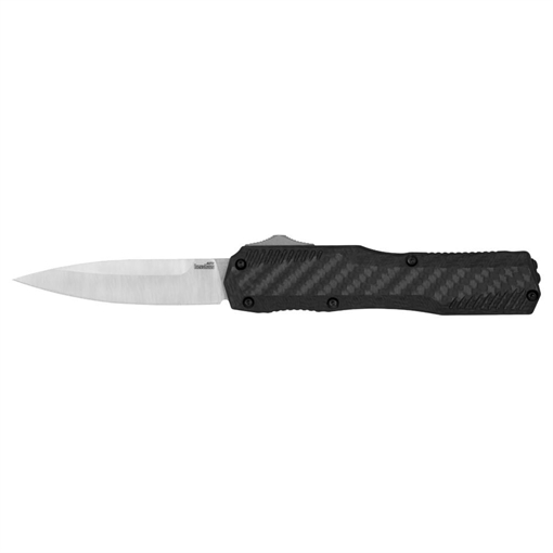 Picture of Kershaw Livewire 3.35" OTF Dagger, Plain Black PVD CPM MagnaCut Steel Blade, Black Anodized Aluminum Handle 9000CF