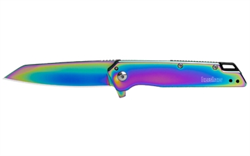 Picture of Kershaw Misdirect, Folding Knife, Assisted Opening, 3" Reverse Tanto Blade, 4Cr14 Blade Steel, 7" Overall Length, Frame Lock, Rainbow PVD Finish 1365RBW