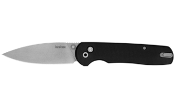 Picture of Kershaw Remnant, Folding Knife, 3.25" Spear Point, Plain Edge. D2 Blade Steel, 7.63" Overall Length, Button Lock, Stonewashed Finish, Silver, Black Micarta Handle 2054 2054-KER