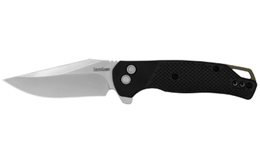 Picture of Kershaw Runoff, Folding Knife, 3.1" Clip Point Blade, Plain Edge, 8Cr13MoV Blade Steel, 7.15" Overall Length, Button Lock, Stone Washed Finish, Silver, Black Glass Filled Nylon Handle 1429 1429-KER