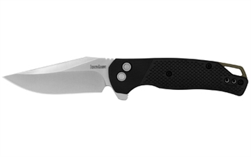 Picture of Kershaw Runoff, Folding Knife, 3.1" Clip Point Blade, Plain Edge, 8Cr13MoV Blade Steel, 7.15" Overall Length, Button Lock, Stone Washed Finish, Silver, Black Glass Filled Nylon Handle 1429 1429-KER