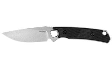 Picture of Kershaw Steppe, Fixed Blade Knife, Plain Edge, D2 Blade Steel, Stone Washed Finish, Silver, Polypropylene and Rubber Handle, 3.5" Blade Length, 7.6" Overall Length, Includes Black Polypropylene Sheath 2048