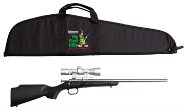 Picture of Crickett My First Rifle Package 22 S/L/LR Single Shot 16.10" Stainless Steel Barrel & Receiver, Black Synthetic Fixed Stock, 4x32 Scope KSA2245BSC