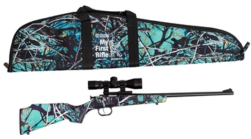 Picture of Crickett My First Rifle Package 22 S/L/LR Single Shot 16.10" Blued Steel Barrel & Receiver, Muddy Girl Serenity Synthetic Fixed Stock, 4x32 Scope KSA2172BSC