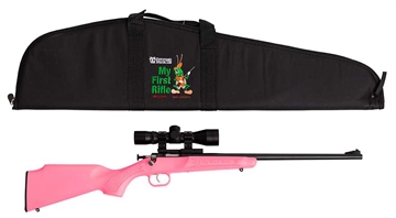 Picture of Keystone Sporting Arms Crickett, Generation 2, Bolt Action Rifle, Single Shot, Compact, 22 LR, 16.125" Barrel, Matte Blued Finish, Pink Synthetic Stock, Adjustable Sights, Includes Scope Base/4X32 Scope, Right Hand KSA2220PKG 2220BSC