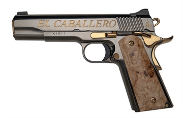 Picture of KIMBER 1911 EL CABALLERO 38SUP 9RD 5IN BARREL ENGRAVED GOLD ACCESTS MAPLE GRIPS 10247