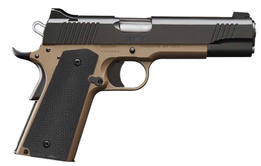 Picture of Kimber Mfg, Inc Custom LW MP 45 ACP 8+1 5" Stainless Match Grade Barrel, Black Serrated Steel Slide, Flat Dark Earth Aluminum Frame w/Beavertail, Black Textured Grip 3000460