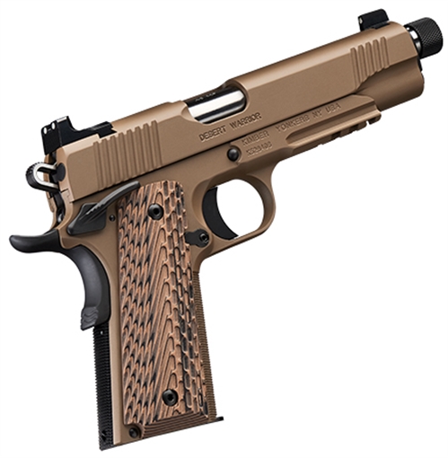 Picture of Kimber America Desert Warrior, 1911, Semi-automatic, Full Size, 45 ACP, 5.5" Threaded Barrel, Matte Finish, Desert Tan and Black, G-10 Grips, Night Sights, 7 Rounds 3000237