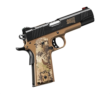 Picture of Kimber America Hero Custom II, 1911, Semi-automatic, Metal Frame Pistol, Full Size, 45 ACP, 5" Barrel, Stainless Steel Match Grade Barrel, Stainless Steel, KimPro Finish, Flat Dark Earth, Composite Grips, White Dot Sights, Manual Safety, 7 Rounds, Right Hand 3200383