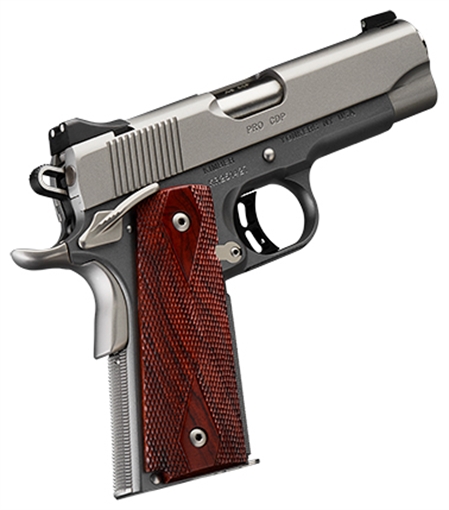 Picture of Kimber Mfg, Inc CDP Pro 9mm Luger 9+1 4" Stainless Steel Barrel, Kimpro II Silver Serrated Stainless Steel Slide, Kimpro II Gray Aluminum Frame w/Beavertail Rosewood Grip 3000258