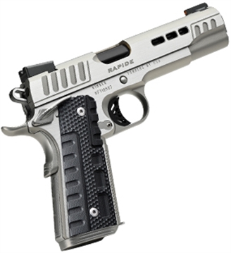 Picture of Kimber Mfg.,inc Rapide Frost 45 ACP 8+1 5" Black DLC Stainless Steel Barrel, Kimpro II Silver Lightening Cut/Serrated Stainless Steel Slide & Frame w/Beavertail, Black G10 Grip 3000427