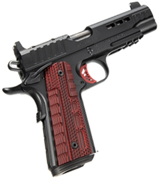 Picture of Kimber Mfg.,inc Rapide Heat 9mm Luger 9+1 5.50" Black DLC Steel Barrel, KimPro II Black Lightening Cut/Optic Ready/Serrated Steel Slide, Kimpro II Black Steel Frame w/Beavertail, Red G10 Grip 3000453