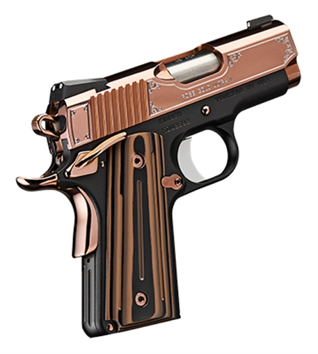 Picture of Kimber Mfg, Inc Ultra II 9mm Luger 8+1 3" Stainless Match Grade Barrel, Engraved Rose Gold PVD Serrated Stainless Steel Slide, Kimpro II Black Aluminum Frame w/Beavertail, G10 Grip 3200372