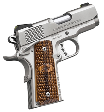 Picture of Kimber Mfg, Inc Raptor II Ultra 9mm Luger 8+1 3" Stainless Match Grade Barrel, Satin Silver Serrated Stainless Steel Slide, Matte Silver Aluminum Frame w/Beavertail, Zebrawood Grip 3200374