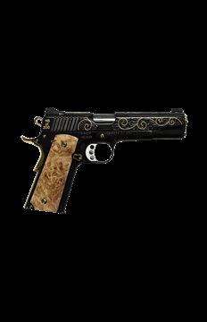 Picture of KIMBER CUSTOM 1911 45ACP BLACK DELUXE, SCROLL WORK, GOLD ROPE INLAY 1-200 MADE BLKCLASS1911