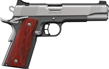 Picture of Kimber America Custom CDP, 1911, Semi-automatic, Full Size, 45ACP, 5" Barrel, Matte Finish, Black Frame with Gray Slide, Wood Grips, Night Sights, 8 Rounds 3000234