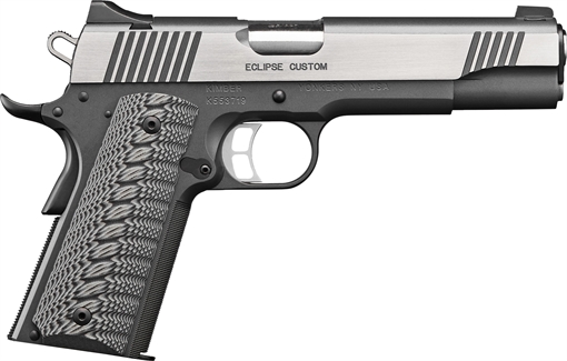 Picture of Kimber Mfg, Inc Eclipse Custom 45 ACP 7+1 5" Stainless Match Grade Barrel, Charcoal Gray Serrated Stainless Steel Slide, Charcoal Gray Stainless Steel Frame w/Beavertail, G10 Grip 3000238