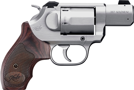 Picture of Kimber America K6S DASA, Double/Single Action, Revolver, Small Frame, 357 Magnum, 2" Barrel, Stainless Steel Match Grade Barrel, Stainless Steel, Brushed Finish, Silver, Rosewood Grips, White Dot Sights, Non-Manual Safety, 6 Rounds 3400021
