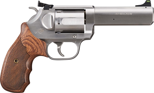 Picture of Kimber America K6S Stainless, Double Action/Single Action, Revolver, Small Frame, 357 Magnum, 4" Barrel, Stainless Steel Match Grade Barrel, Stainless Steel, Brushed Finish, Silver, Rubber Grips, Fiber Optic Sights, Non-Manual Safety, 6 Rounds, California Compliant 3400032CA