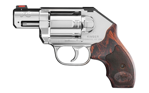 Picture of Kimber America K6S Stainless, DCR, Double Action Only, Revolver, Small Frame, 357 Magnum, 2" Barrel, Match Grade Barrel, Stainless Steel, Satin Finish, Silver, Walnut Grips, Fiber Optic Sights, 6 Rounds, California Compliant 3400009CA