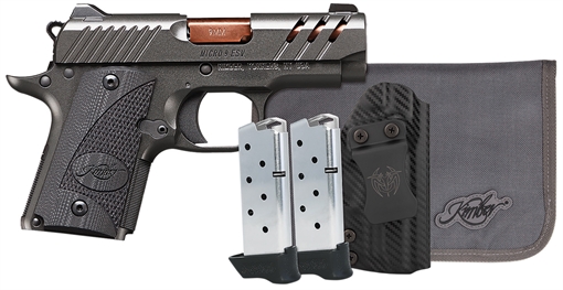Picture of Kimber Mfg, Inc Micro 9 Bundle 7+1 3.15" Rose Copper TiN Match Grade Barrel, KimPro II Gray Lightening Cut/Serrated Stainless Steel Slide, Kimpro II Gray Aluminum Frame, Black G10 Grip 3300254