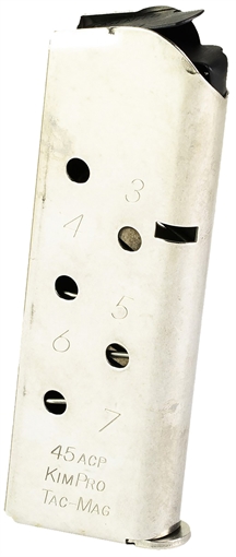 Picture of Kimber America Magazine, Kim Pro, Tac Mag, 45 ACP, 7 Rounds, For Compact 1911, Stainless Steel, Silver 1100813A
