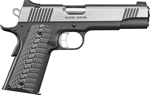 Picture of Kimber Mfg, Inc Eclipse Custom 10mm Auto 8+1 5" Stainless Match Grade Barrel, Charcoal Gray Serrated Stainless Steel Slide, Charcoal Gray Stainless Steel Frame w/Beavertail, G10 Grip 3000239