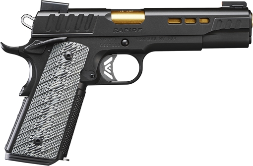 Picture of Kimber America RAPIDE, 1911, Semi-automatic, Metal Frame Pistol, Full Size, 45 ACP, 5" Barrel, Stainless Steel Match Grade Barrel, Stainless Steel, KimPro Finish, Charcoal Gray, G10 Grips, TRUGLO TFX Tritium/Fiber-Optic Day/Night Sights, Ambidextrous Manual Safety, 8 Rounds, Ambidextrous 3000383